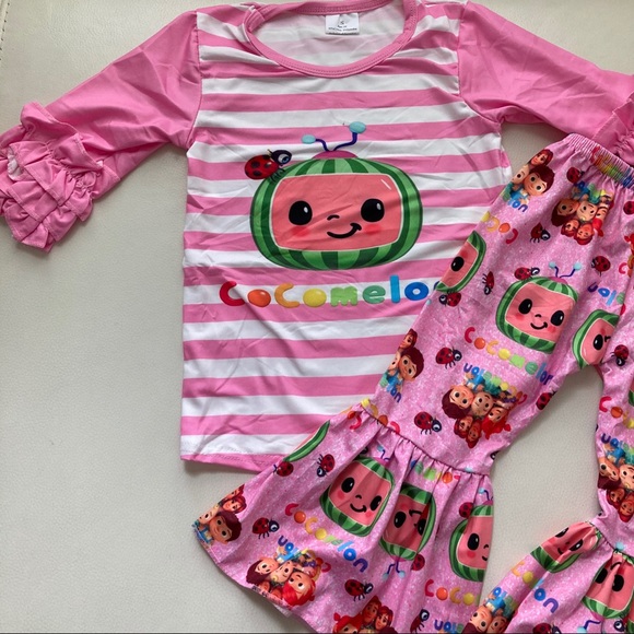 Cocomelon cute pink pants ruffle tunic set - Picture 3 of 7